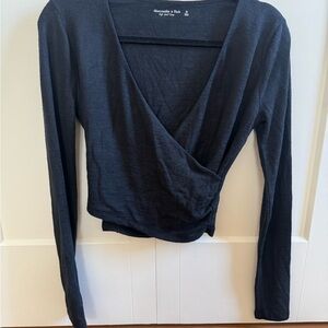 Abercrombie & Fitch Black Wrap Top